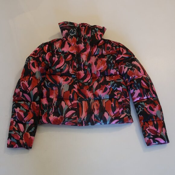 NWT Kids Girls Milly Minis Pink/Multicolor Hayes Cropped Puffer Jacket Sz 7/8 - Picture 2 of 9